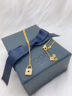 Apm monaco gold love lock pendant necklace