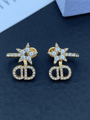 Dior 23 new CD letter hollow star diamond earrings