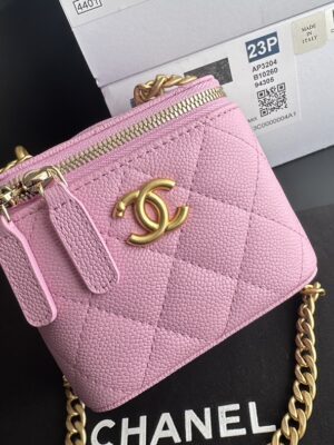 Chanel clutch with chain Grained Calfskin & Gold-Tone Metal Pink Ap3203