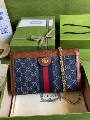 Gucci Ophidia GG Small Shoulder Bag 503877 in Blue Demin